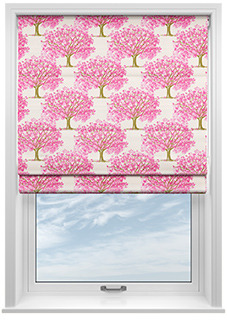 Classic Woodland, Pink Blossom - Motorised Roman Blind